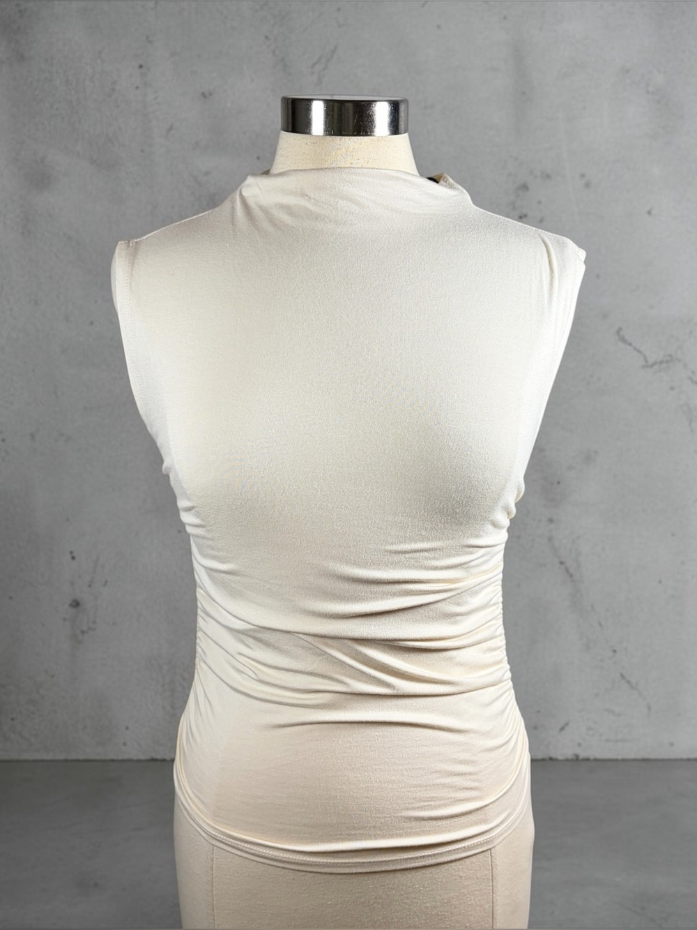 NWT CHASER Ruched High Neck Cap Sleeve Lightweight Top, Small, Layering Boho